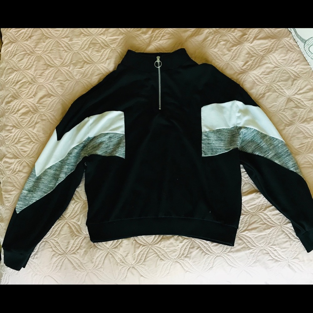 3 FOR $35 Quarter Zip PINK black and white sweater